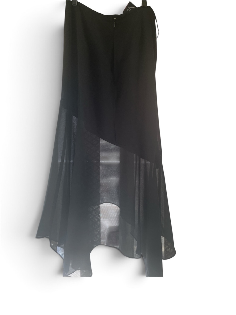 Veronique Young Asymmetrical Black Sheer-Panel Women’s long Skirt size 8